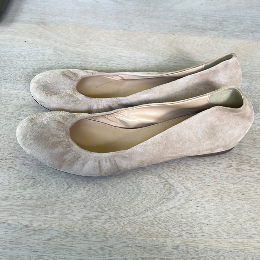 Nude suede ballet flats